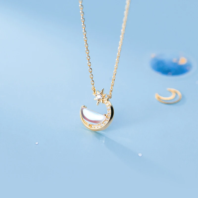 Цепочка Modian женская из серебра 925 пробы со звездой и полумесяцем сверкающим