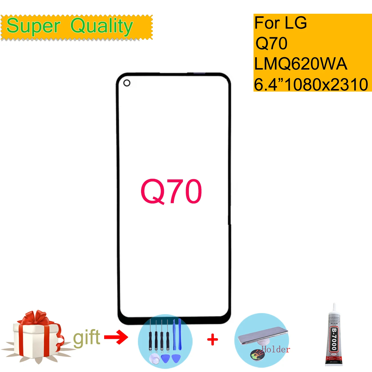 For LG Q70 Q620 Touch Screen Front Glass Panel Front Outer Glass Lens For LG Q70 LCD Glass Replacement