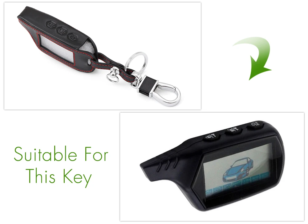 Кожаный чехол для брелка черный кожаный двухсторонней автосигнализации Starline B9 B6