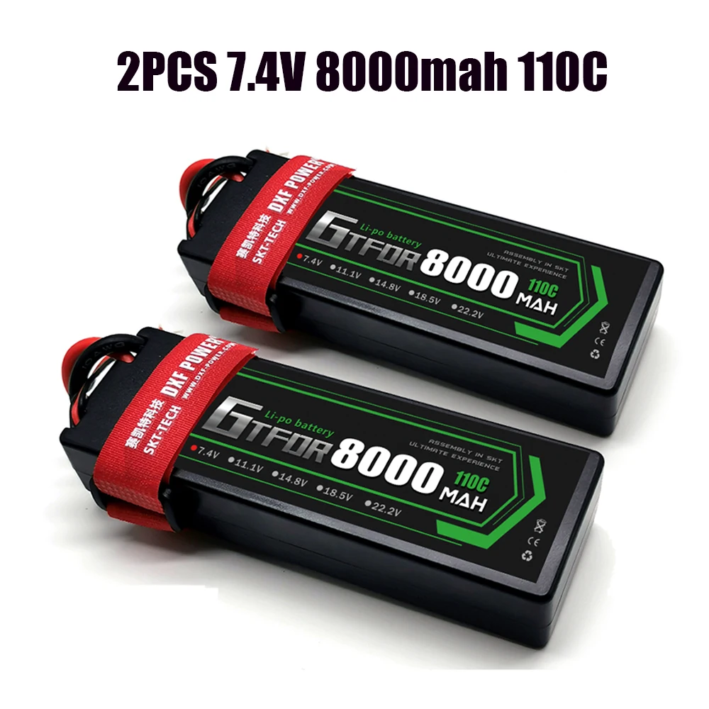 2 шт. GTFDR LiPo батарея 2S 7 4 V 8000mah 7000mAh 6500mah 5200mah 110C 60C 50C HardCase для 1/8 1/10 RC Car Slash Emaxx | Игрушки