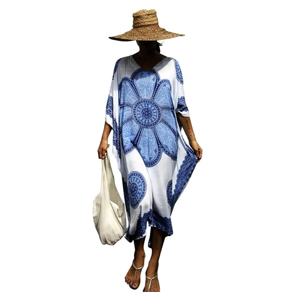 2018 бикини накидка женское пляжное платье с цветочным принтом халат de Plage