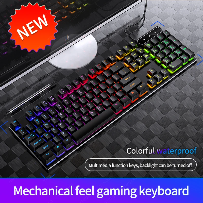 wired gaming keyboard 104 key backlit keyboard suitable for pc laptops gamers home office free global shipping