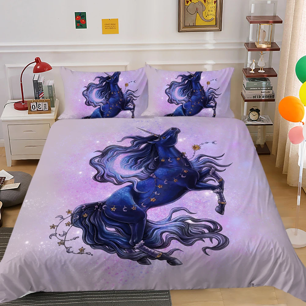 

Unicorn Comforter Cover Set Kids Cartoon Bedding Set Children Duvet Cover Set King Queen Full Double Dropship
