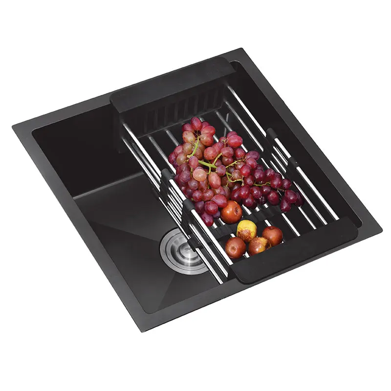 Кухонная настольная раковина черная для мытья овощей одна миска из нержавеющей