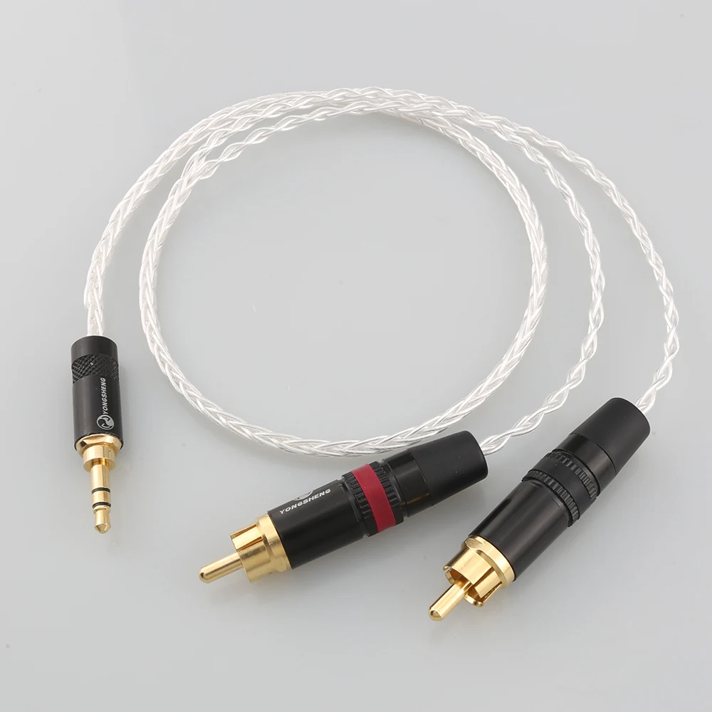 Audiocrast 3 5 мм стерео 2 RCA Штекерный аудио адаптер кабель 8-cores 7N OCC медный
