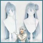 Парик с изображением звезд ES, хвост для косплея, хвост, пучок, светло-голубые длинные прямые косы, потрясающие тонкие кавайные синтетические волосы