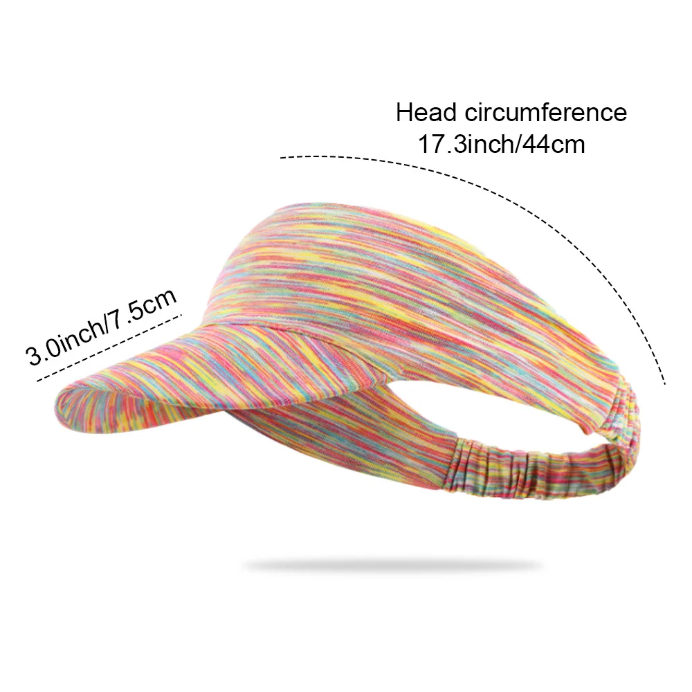 

Women Men Summer Sun Visor Headband Cap Multicolored Striped UV Protection Empty Top Baseball Hat for Outdoor Running Cycling