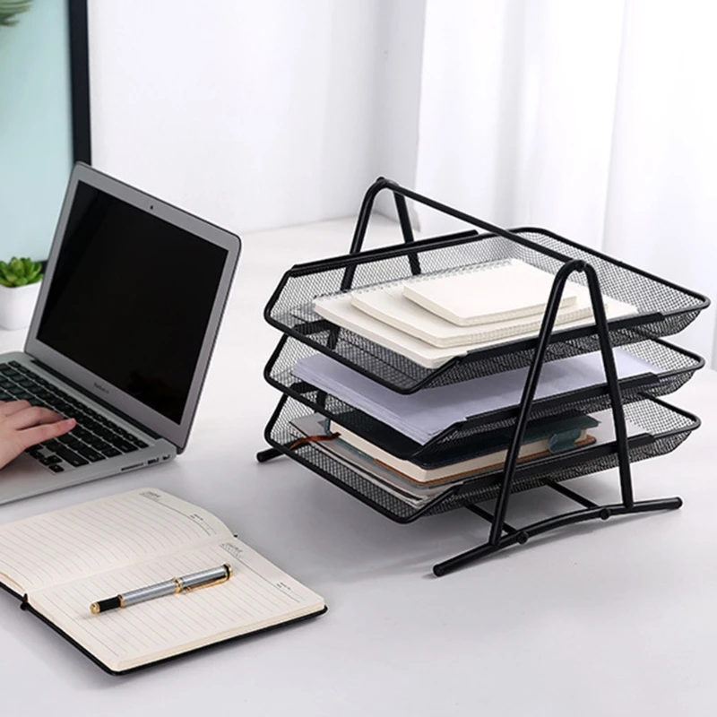 

Metal Mesh 2 Tier Document Letter Tray Desk Organizer File Organizer Office
