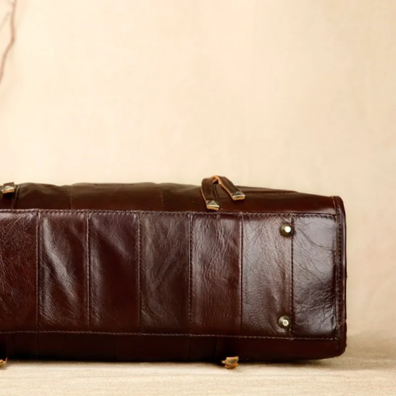 

Genuine Leather Large Capacity Bag For Women Vintage Handbag Real Cowhide Crossbody Bags Unisex Travel Laptop Bag Totes