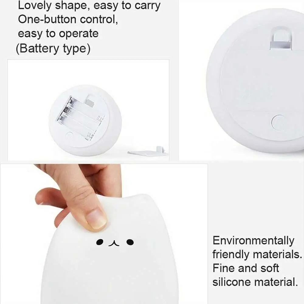 Светодиодная лампа ночник в форме кота силиконовый Детский милый сенсорный