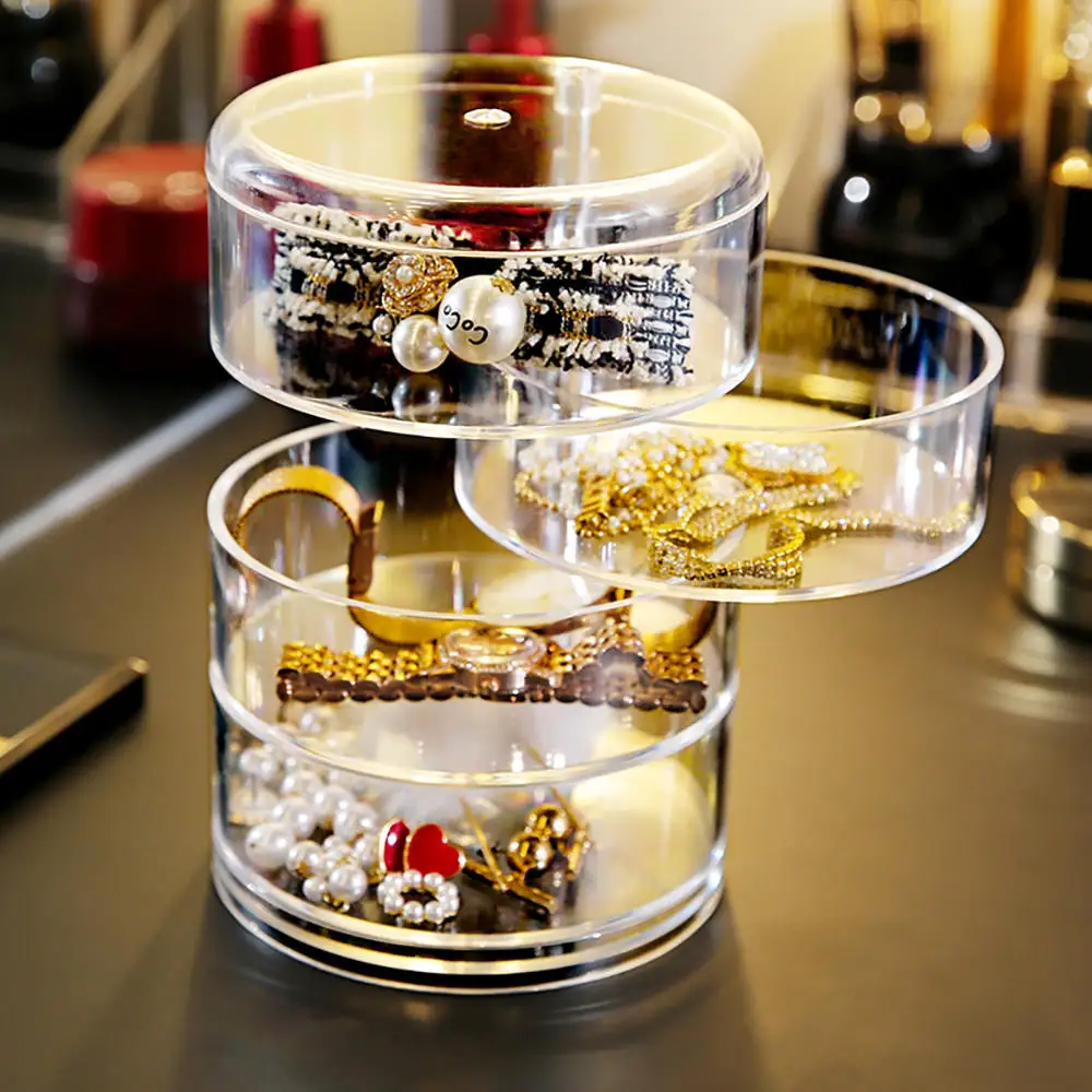 

1Pcs 4-Layers Desktop Make up Cosmetic Container Box with Cover New Hot transparent color 2019 new