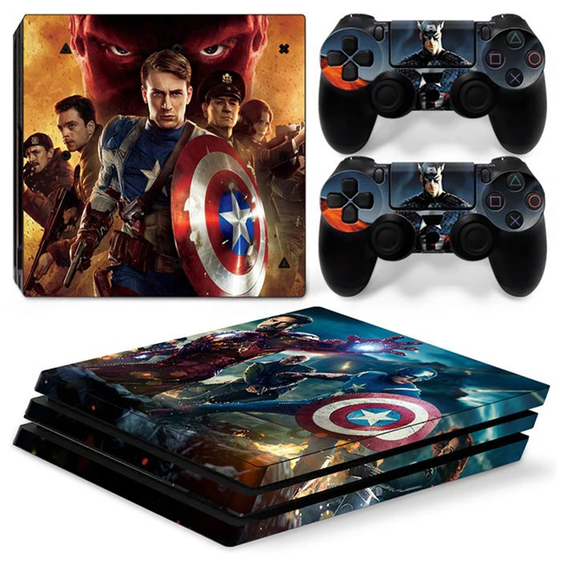 Виниловый стикер для консоли PS4 Pro и 2 контроллеров Marvel Железный человек Дэдпул