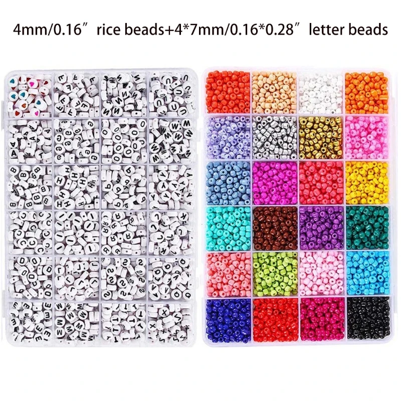 

094B Acrylic Letter Beads Elastic String Cords Tweezers Accessories DIY Craft Material Kit Bracelet Beads for Jewelry Making