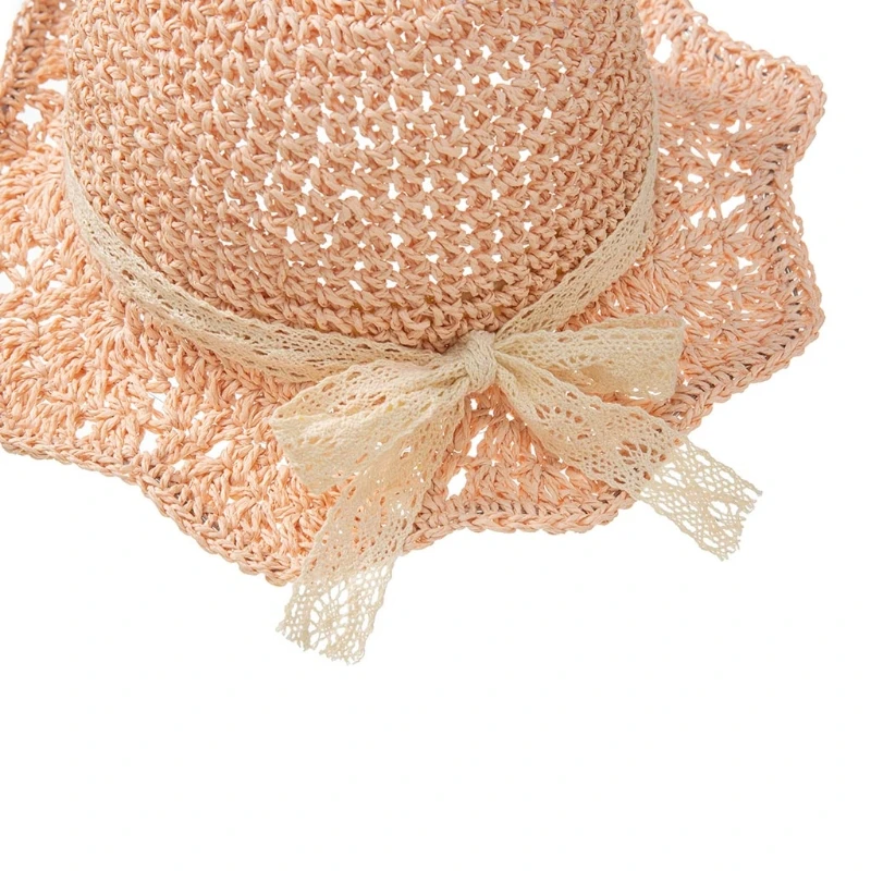 

2021 New Baby Bowknot Straw Hat Infant Wide Brimmed Sunhat Princess Summer Beach Bonnet Cap Newborn Photograpy Props