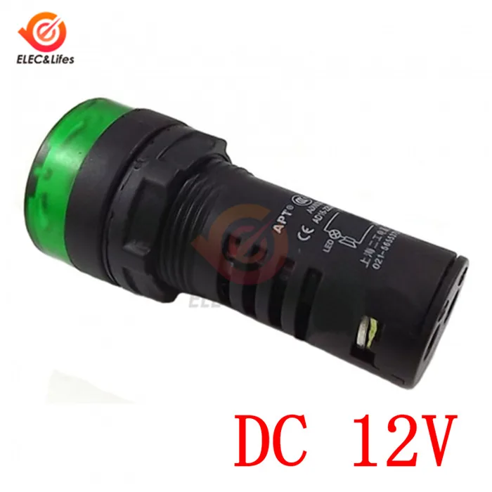 DC 12V Green AD16-22SM вспышка светодиодный звуковой сигнал светодиодный сигнальная светового Индикатора Лампа DC 12V 24V AC 110V 220V 22mm - Цвет: DC 12V Green