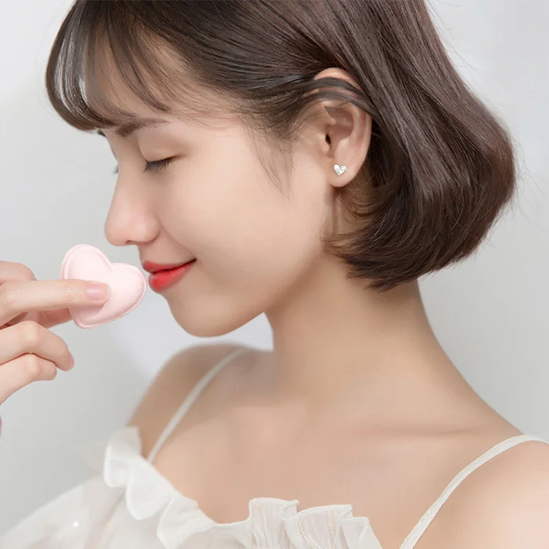 Женские серьги гвоздики из серебра 925 пробы с сердечком|Серьги-гвоздики| |