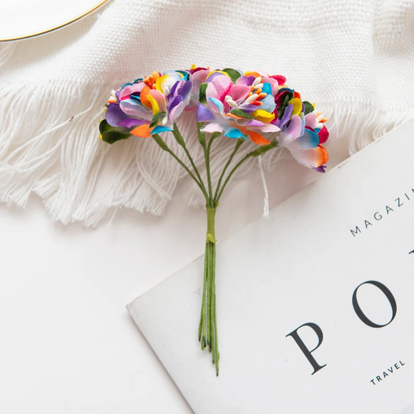 Искусственные цветы, искусственный букет, рождественские украшения для дома, свадьбы, декоративные венки «сделай сам» для сада, осени, 6/24 шт.