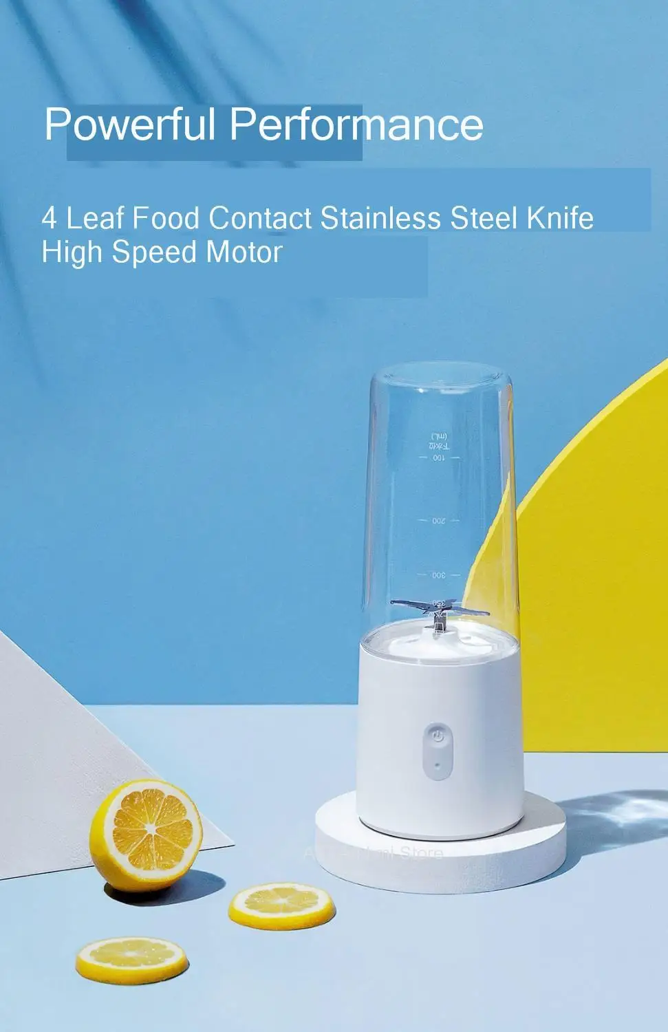 350ml Xiaomi Mijia Portable juicer Wireless 4-leaf food grade steel cutter head High-speed motor power Xiomi mi Quickly juicer