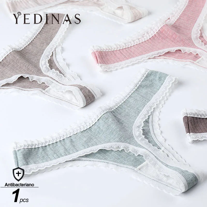 Yedinas хлопковые стринги для женщин женские трусики кружевное элегантное нижнее