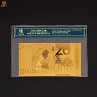 24k gold banknote 20 euro color banknotes replica real paper money collection with coa protection