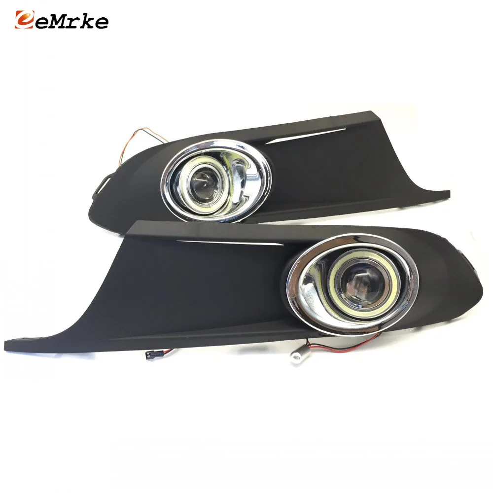 

eeMrke LED Angel Eyes DRL For Volkswagen VW Jetta A6 2012-2014 Daytime Running Lights Tagfahrlicht Halogen H11 55W Fog Lights