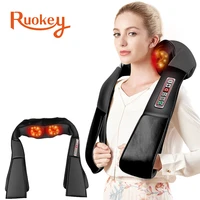 3d kneading shiatsu infrared heated kneading carhome massagem cervical back neck massager shawl device shoulder massager