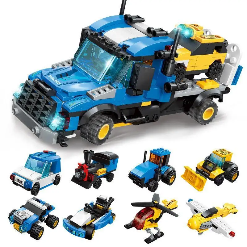 

329pcs Enlightenment 1809 City Wrecker 8-in-1 Deformation Assembly Model Boy Assembled Building Block Toy Gifts