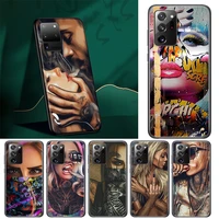 sexy sleeve tattoo girl for samsung f22 f32 f42 f52 m12 m62 m1 m02 m60 m31 m40 note 20 10 8 9 pro plus ultra black phone case