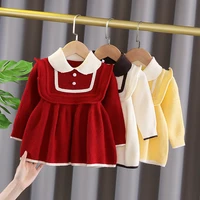 girls princess style doll collar long sleeve sweater dress baby sweater autumn fall girl toddler outfits kids winter sweaters