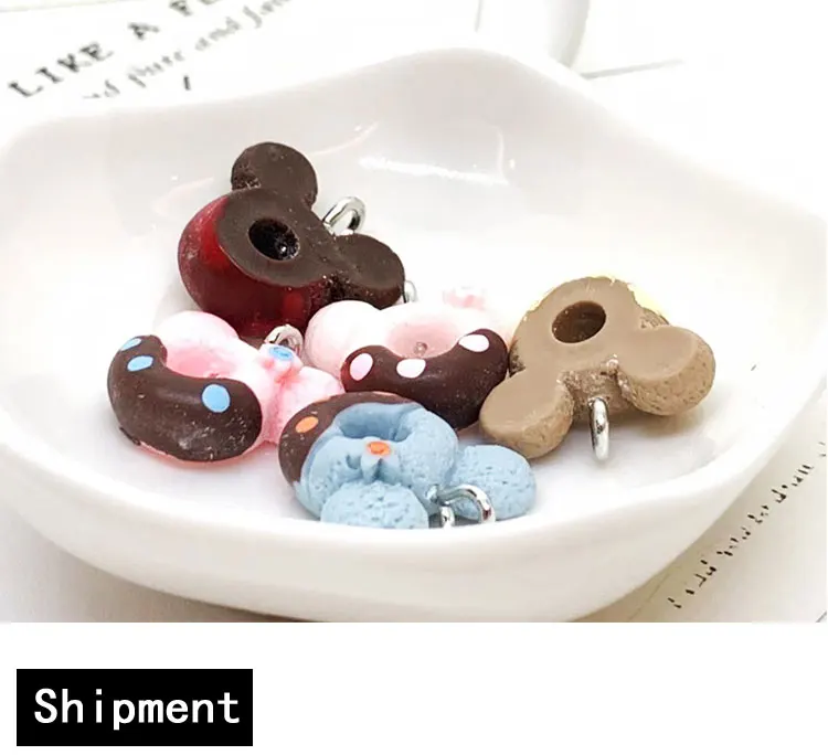 5 шт. 20*18 мм Kawaii 3D моделирование Еда смолы Микки пончик Подвески для DIY серьги брелок Ювелирный Аксессуары ll036