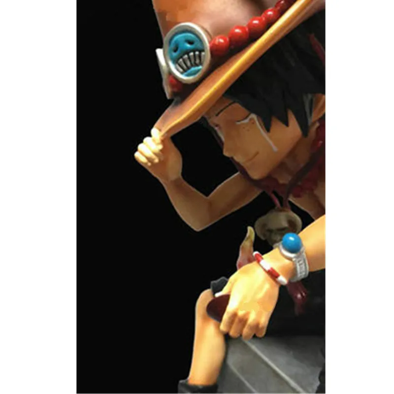 

10" ONE PIECE Portgas.D. Ace Statue Whitebeard Pirates Bust Full-Length Portrait GK Action Figure Collectible Model Toy BOX Q282