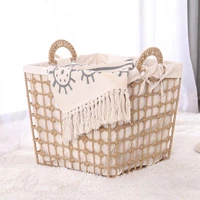 1pc woven laundry storage basket portable dirty clothes storage basket for home