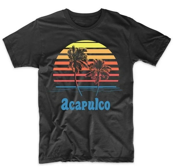 

Retro Style Acapulco Mexico Sunset Palm Trees Beach Vacation T-Shirt