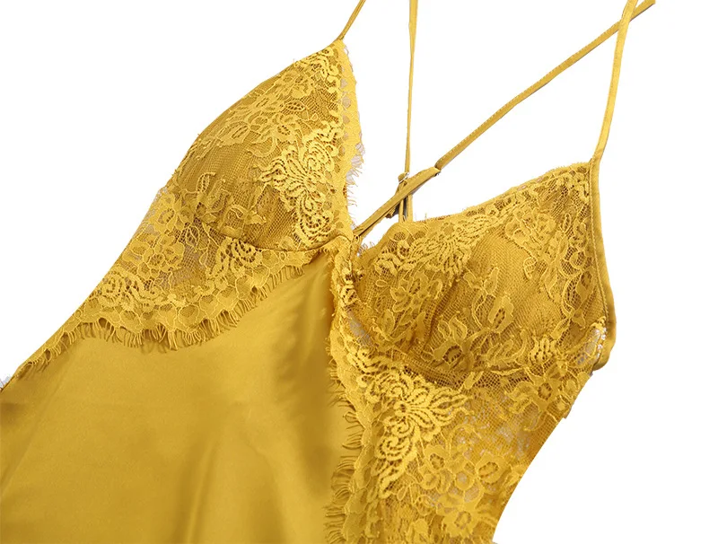 Кружевная ночная рубашка с v образным вырезом атласная пижама шелковое Ночное