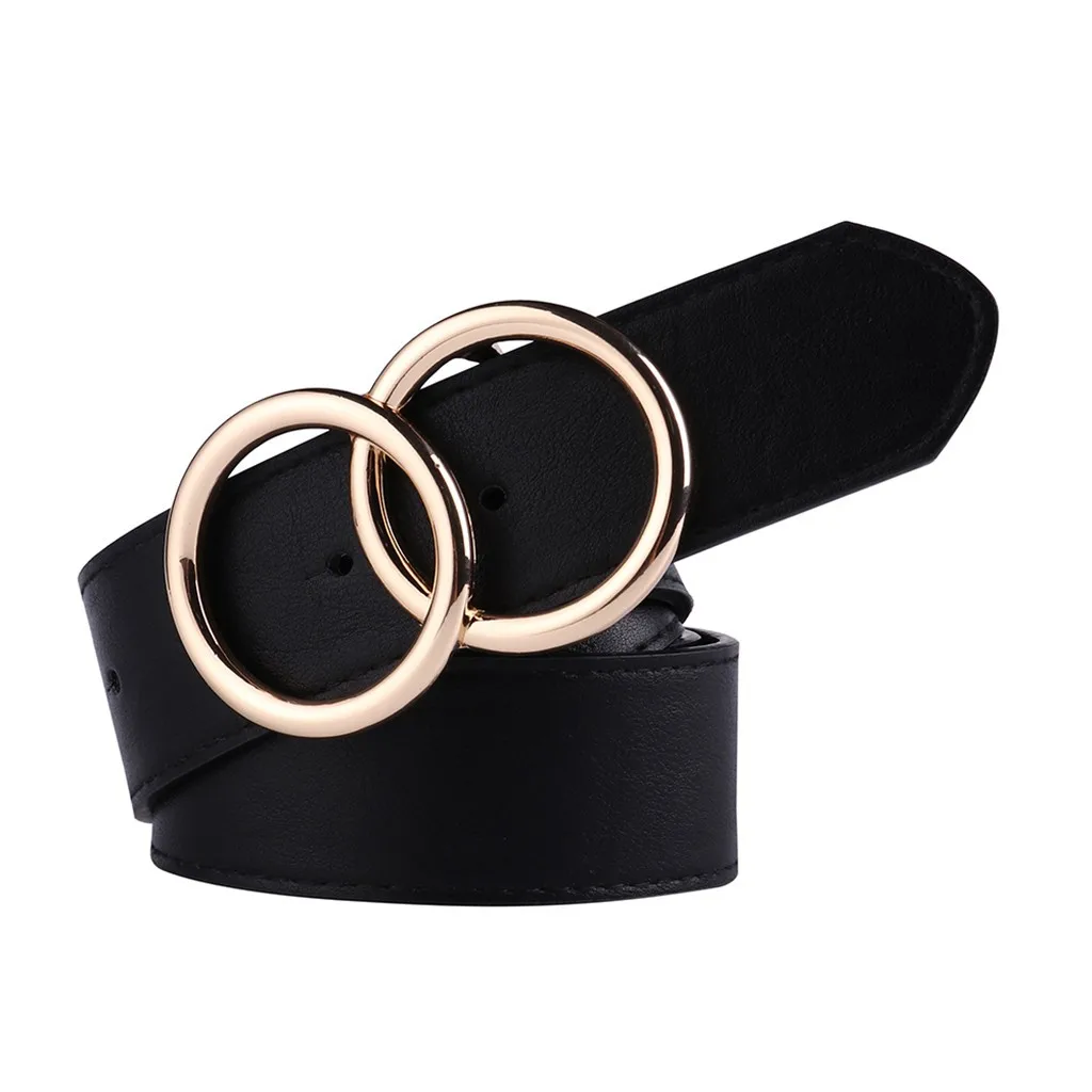 Простой женский ремень из искусственной кожи модный универсальный с двойной