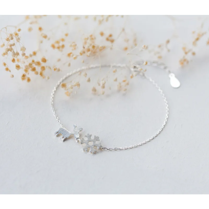 Женский браслет с оленем и снегом Trusta рождественский подарок из 100% чистого