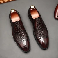 new mens formal suit wedding genuine leather shoes men business office work pointed toe laced carved cowhide comfortable shoes
