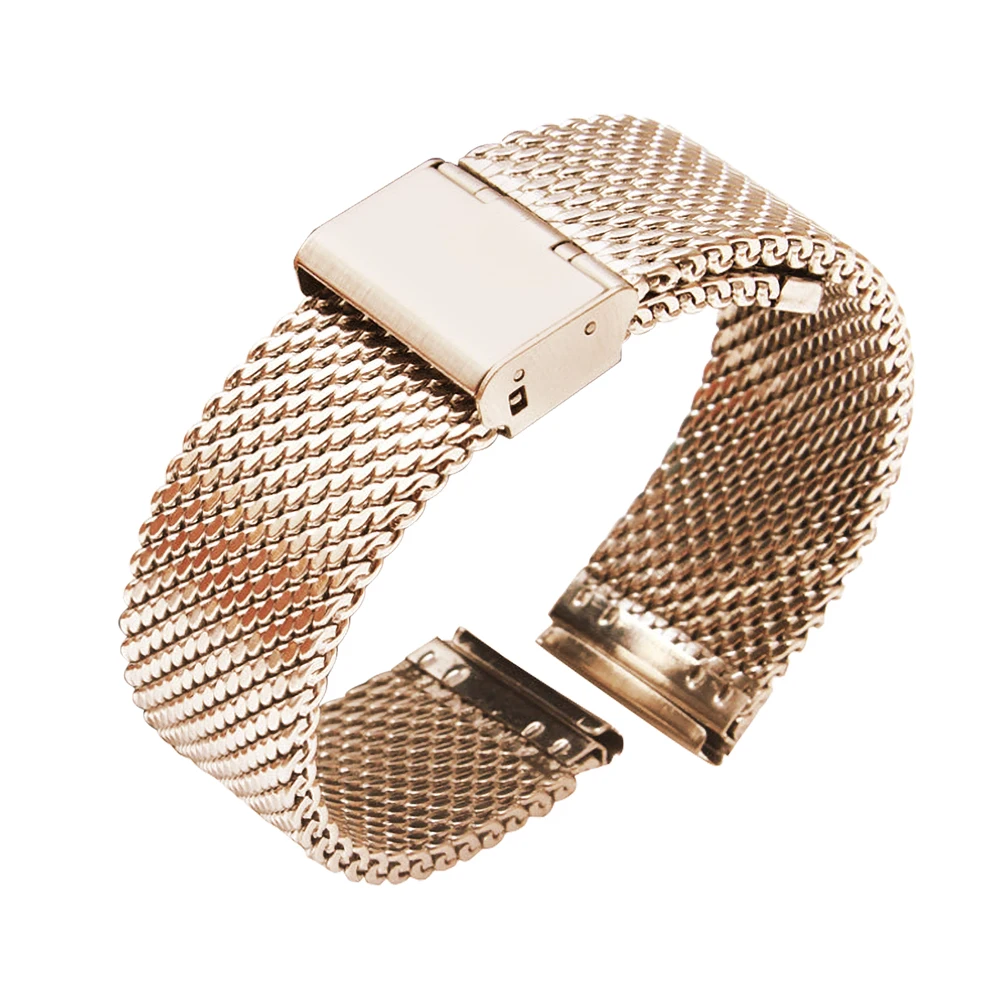 Rose Gold 18 мм, 20 мм, 22 мм, 24 мм, быстросъемный Универсальный Миланский ремешок для часов, ремешок из нержавеющей стали, ремешок на запястье, браслет, черный - Цвет ремешка: Rose Gold