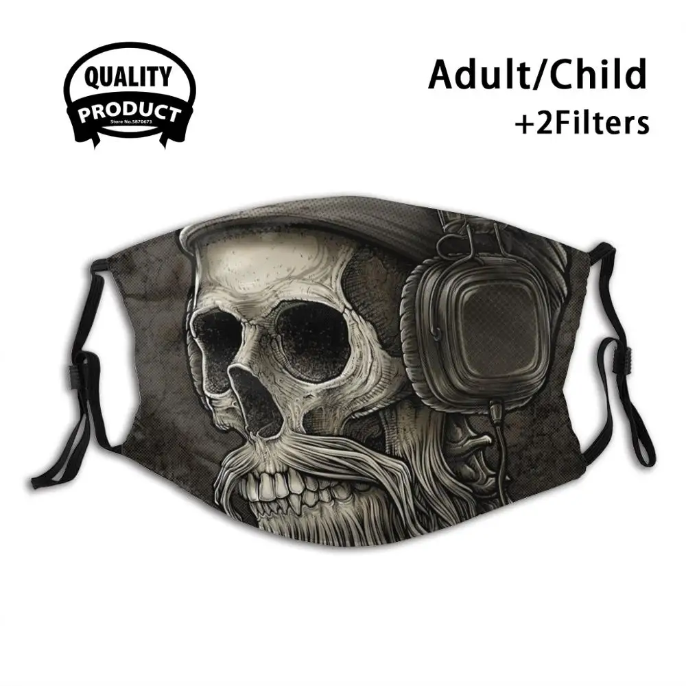 

Winya No. 99 Reusable Mouth Mask Filter Cool Kawaii Funny Custom Design Masks Skull Beard Moustache Hipster Man Old Man