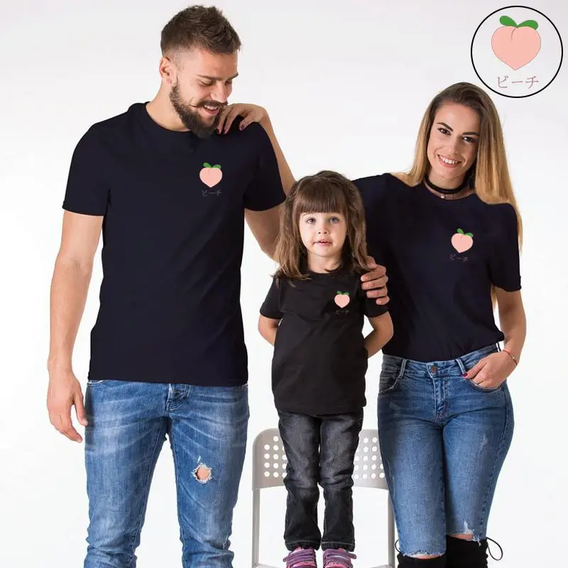 Семейная Футболка с принтом персика для мамы дочки папы и сына Одинаковая одежда