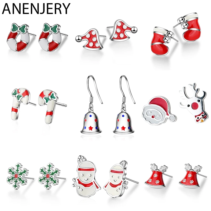ANENJERY 925 пробы серебряные маленькие рождественские украшения снежинки