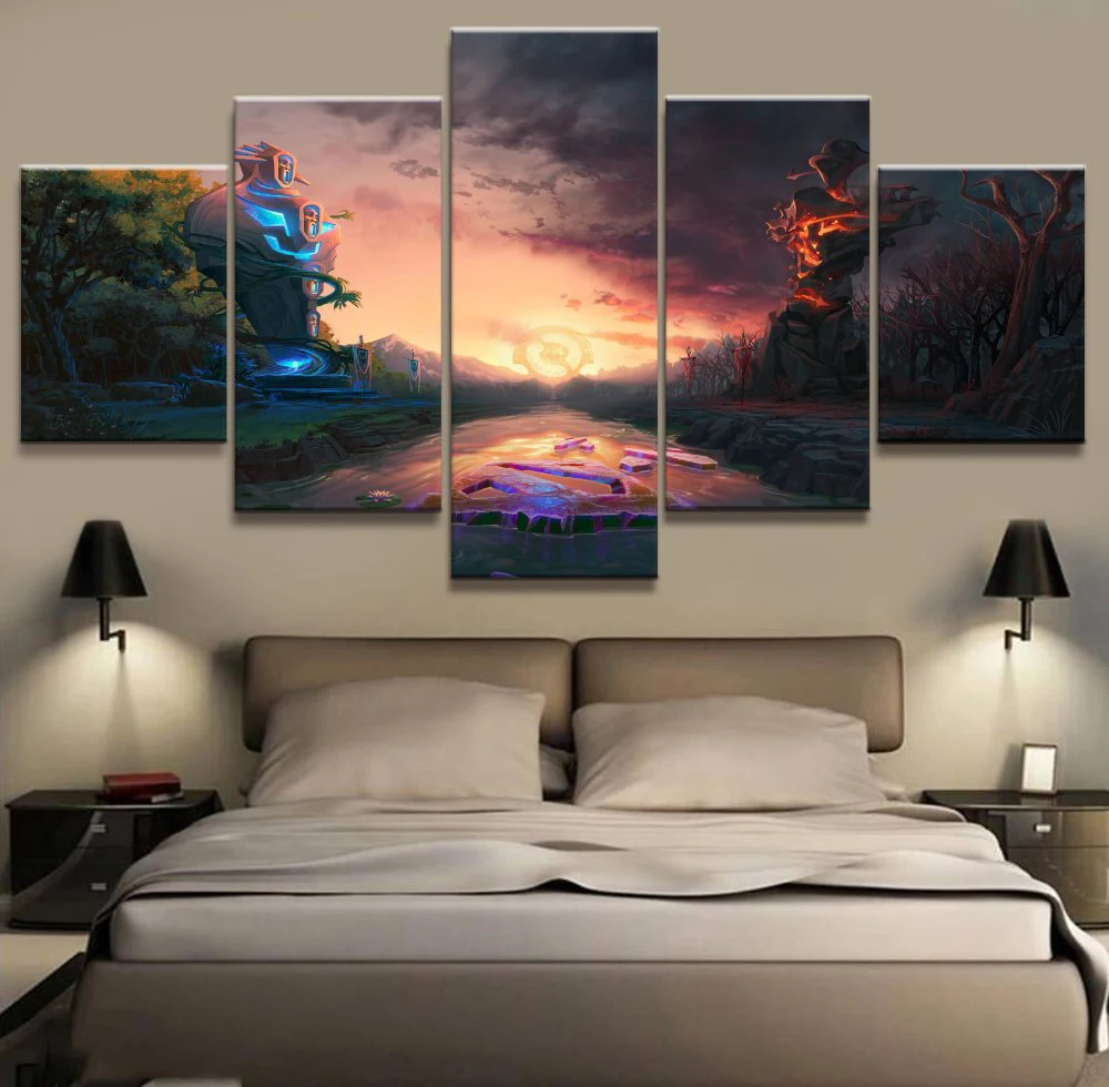 Картины без рамы 5 панелей DOTA 2 декоративные принты для игр настенные картины