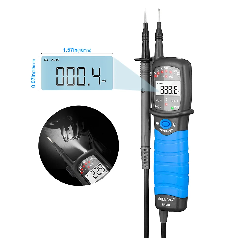 HoldPeak HP-38A ЖК-дисплей электронный ток Напряжение тестер цифровой автоматический