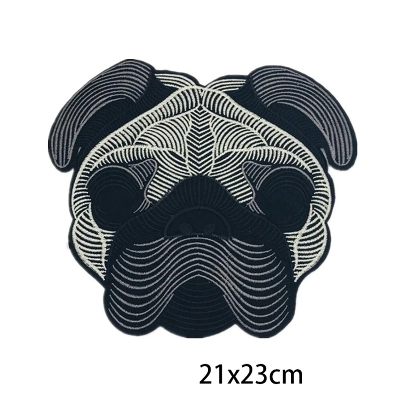 Вышитая аппликация в стиле панк с собакой Мопсом большие Швейные нашивки для