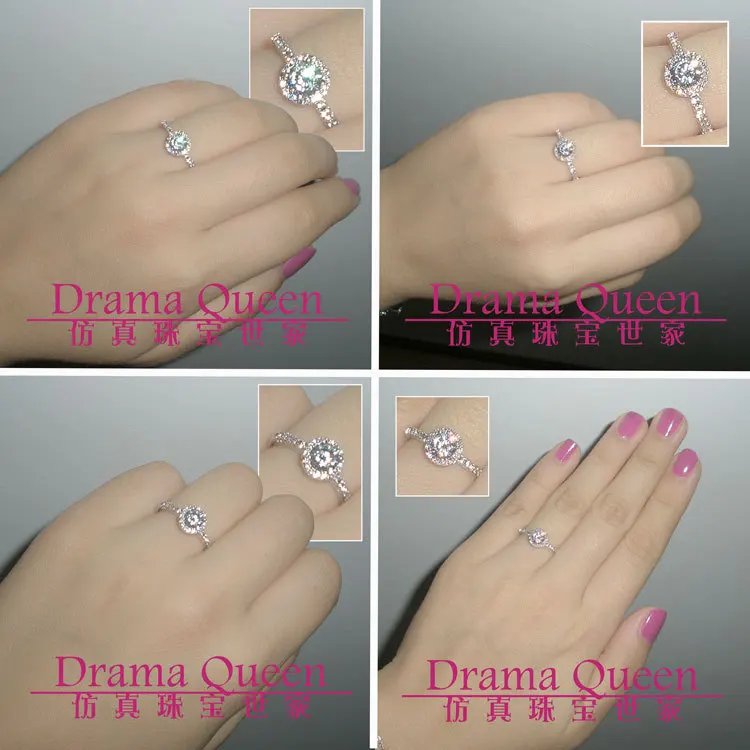 Блестящие круглые сердца стрелы 0 5 Ct sona синтетический камень Обручальные кольца