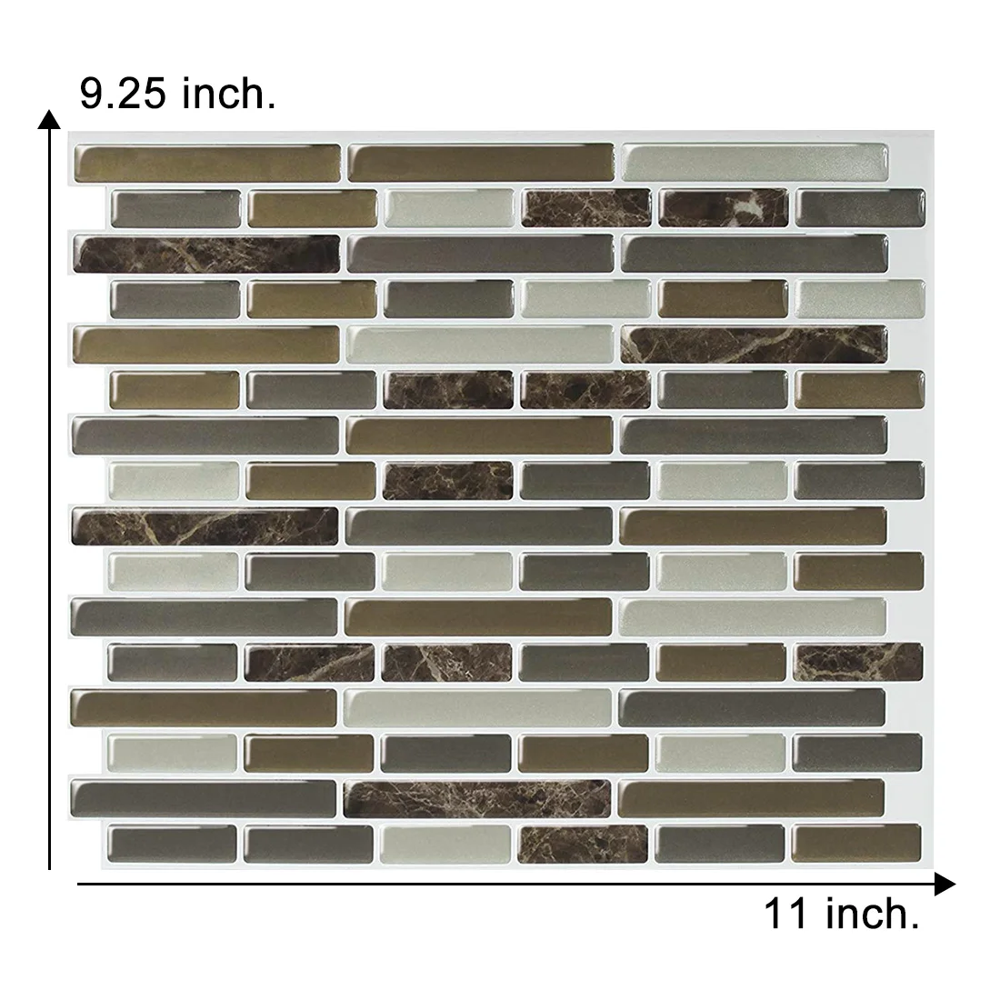 

Self Adhesive Mosaic Tile 3D Wall decal Sticker DIY Kitchen Bathroom Home Decor Vinyl Peel and stick Mixed Brown Marble 1 Sheet