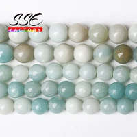 wholesale a natural light blue amazonite round loose beads 4 6 8 10 12mm 15 for jewelry making diy charm bracelet accessories