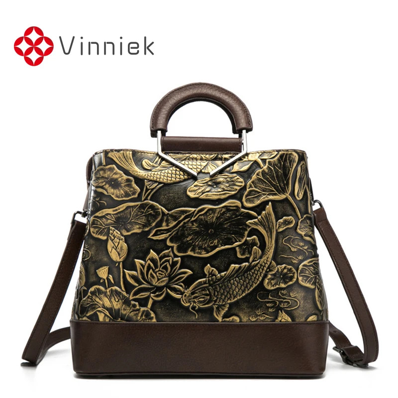 Сумка женская из натуральной кожи модный саквояж на плечо в винтажном стиле с