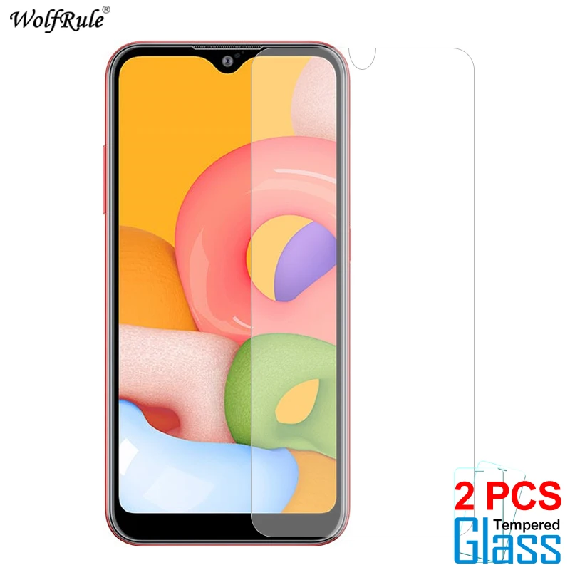 Protector de pantalla de vidrio templado para Samsung Galaxy A01, pel&iacute;cula protectora de vidrio A015 de 5,7 pulgadas, 2 uds.-0