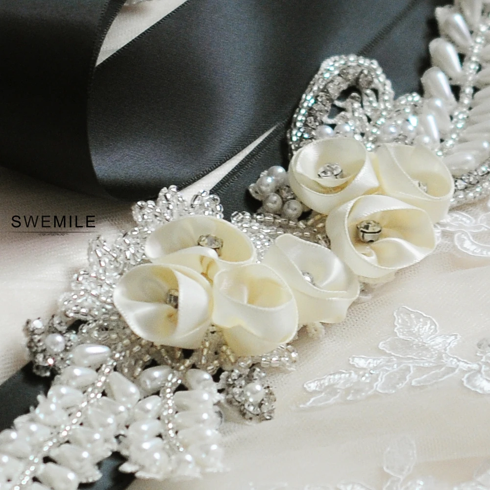 Свадебный пояс ручной работы Cinturon Novia с искусственным бисером и жемчугом Дешевые